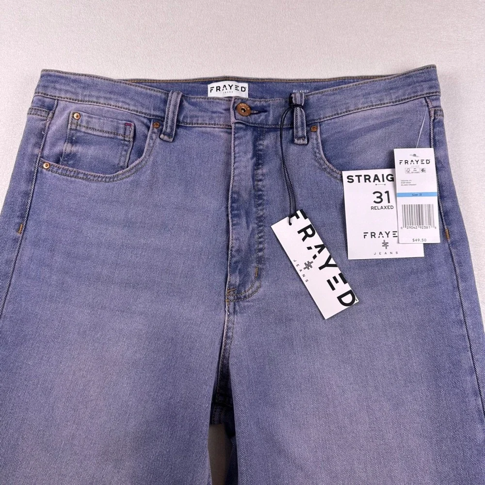 Frayed Jeans Womens‎ 31 Relaxed Straight Leg Denim Blue Romy Wash NWT Pink Tint